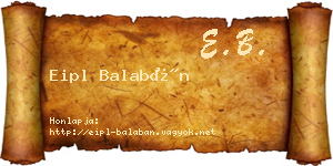 Eipl Balabán névjegykártya